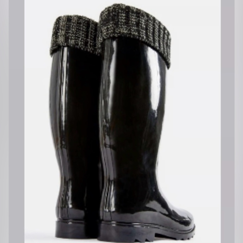 JustFab Rockie Fold Over Cuff Rain Boots in Black, Women’s Size 6 - Picture 7 of 8